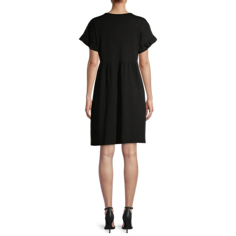 Time and Tru Women's Knit Babydoll Dress with pockets, Black, Size: Small - Picture 2 of 3